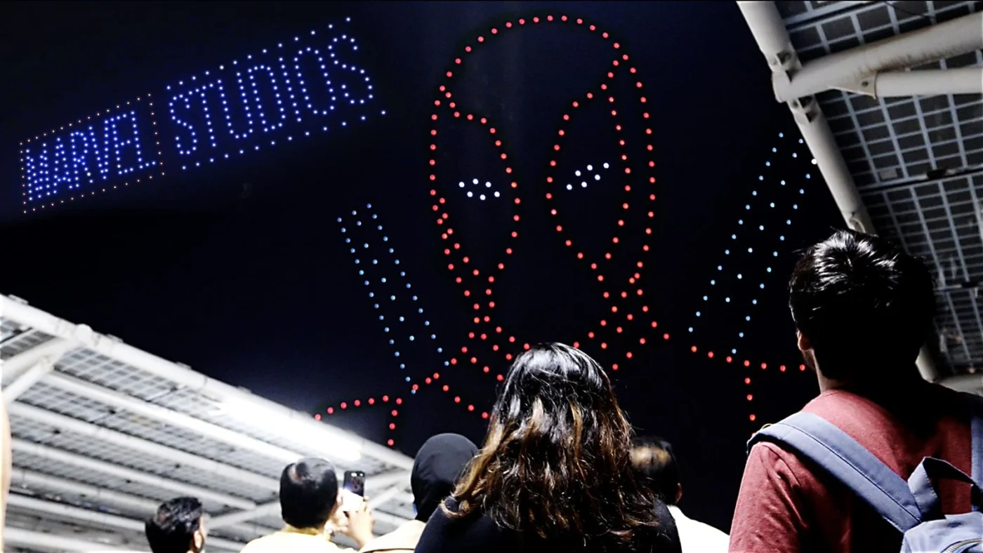 VOX Cinemas × Marvel drone light show